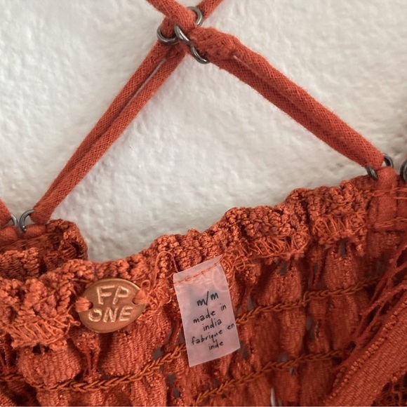 Free People ADELLA Winding Roads Rust Color Ruffle & Lace Camisole - Picture 5 of 11